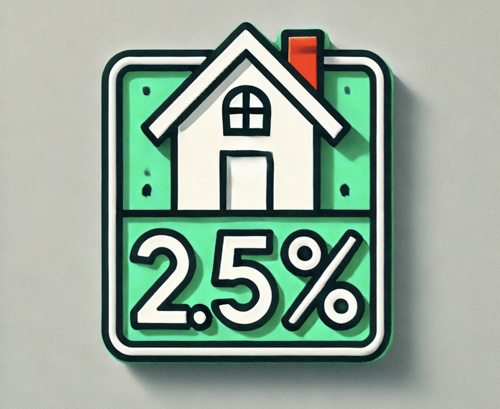 Image of a home with a 2.5% rate below it.